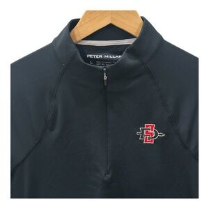 Peter Millar SDS San Diego State 1/4 Zip Women's Golf Jacket Blue White Trim Mom